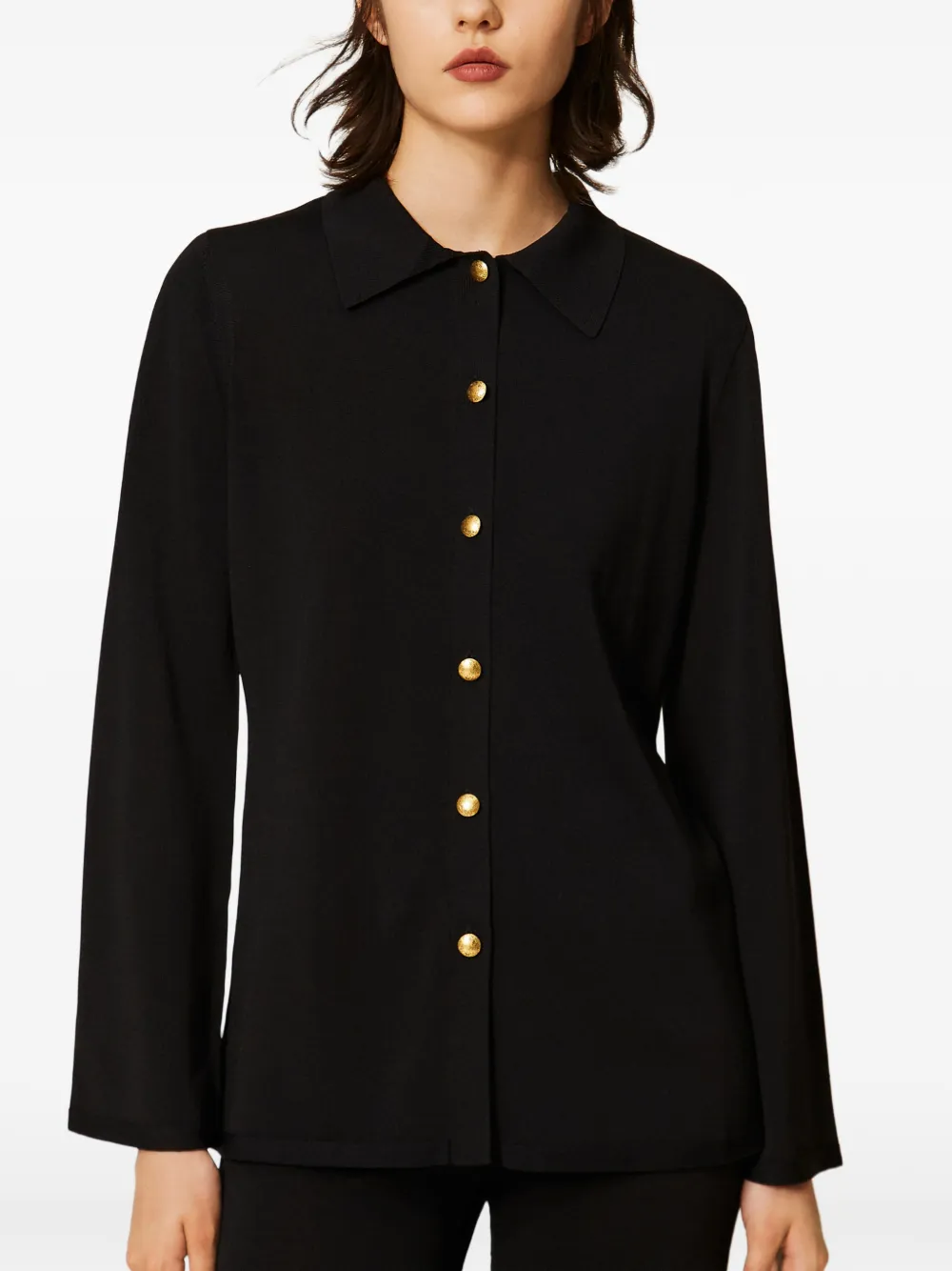 TWINSET Gebreide blouse met knopen Zwart