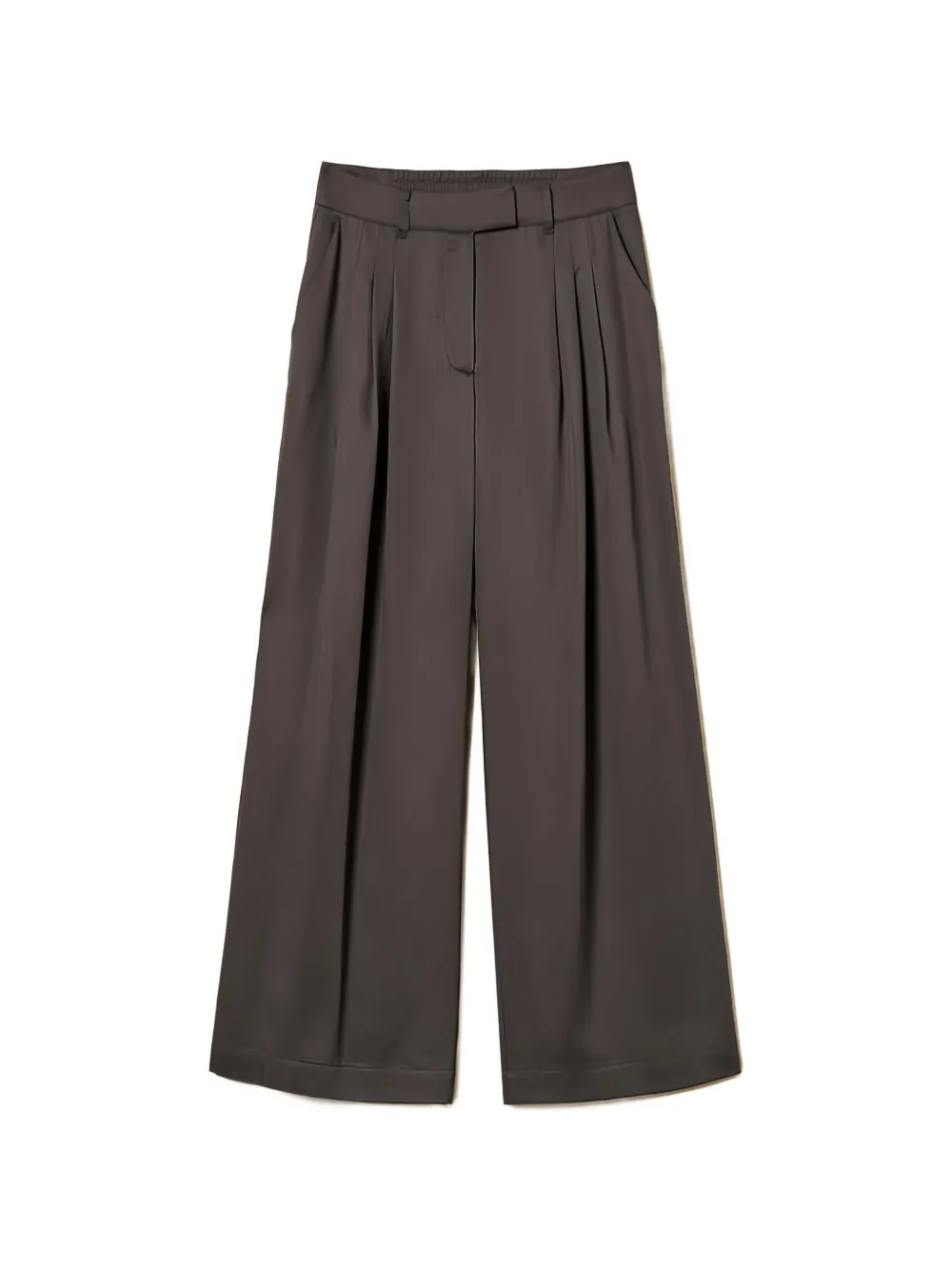 TWINSET Satijnen broek met brede pijpen Grijs