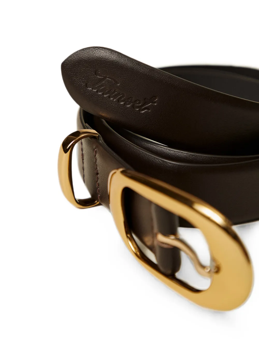 TWINSET Leren riem met ovalen gesp Bruin