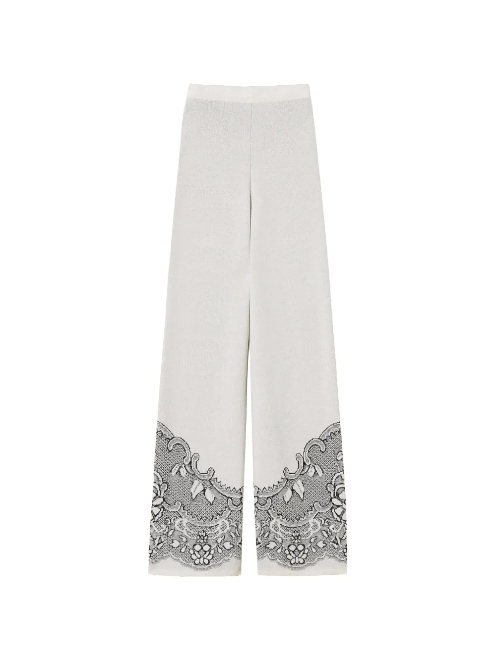TWINSET Gebreide broek van wolblend met jacquard Beige