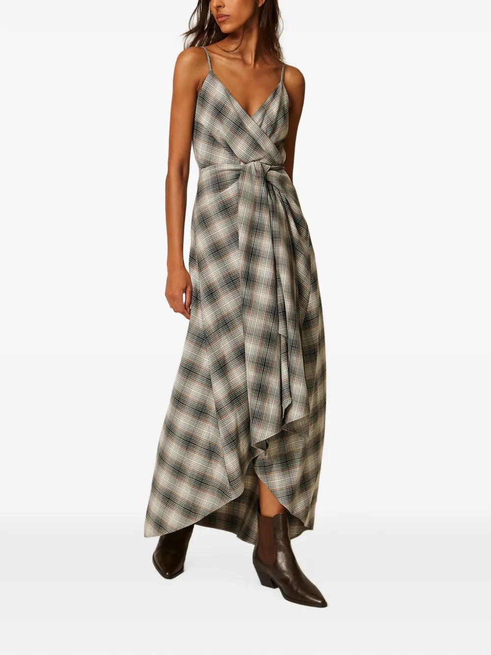 TWINSET Myfo midi-jurk van geruit flanel Beige