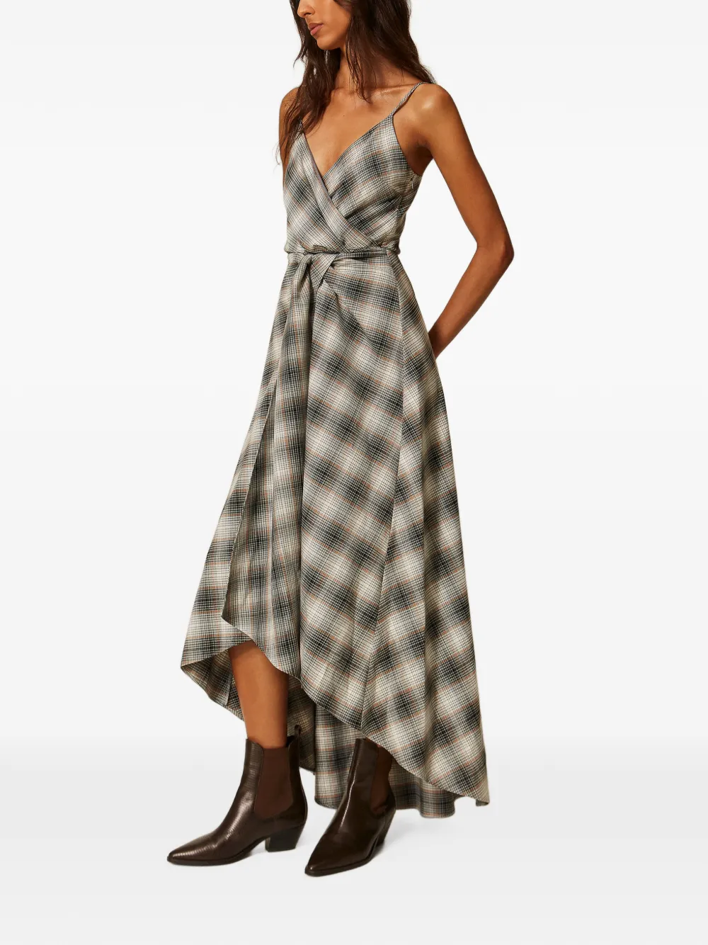 TWINSET Myfo midi-jurk van geruit flanel Beige