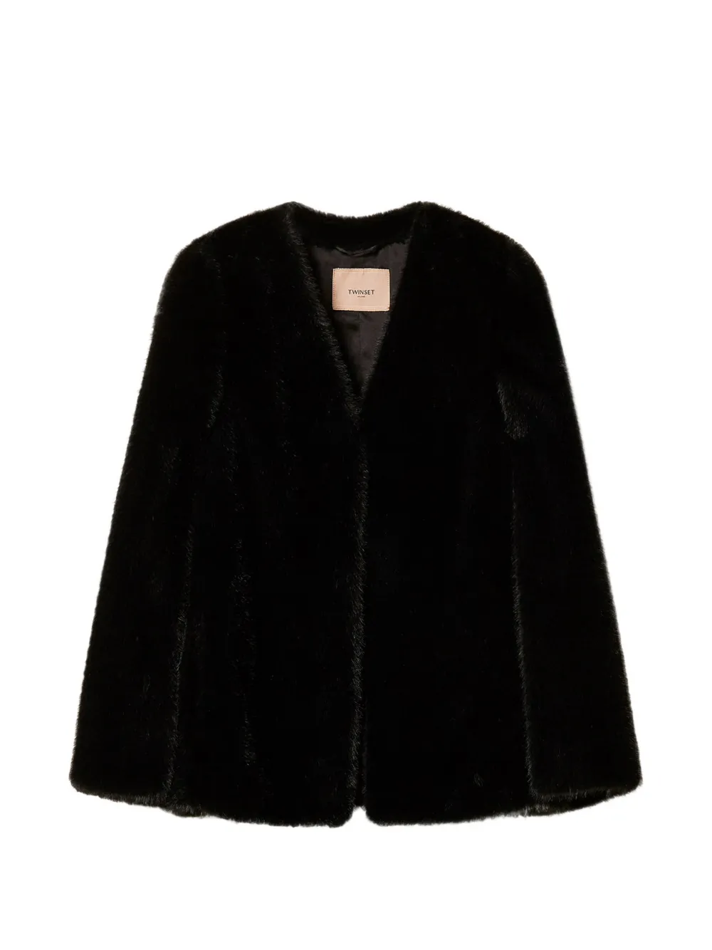 TWINSET Cape-Jacke aus Faux Fur - Schwarz