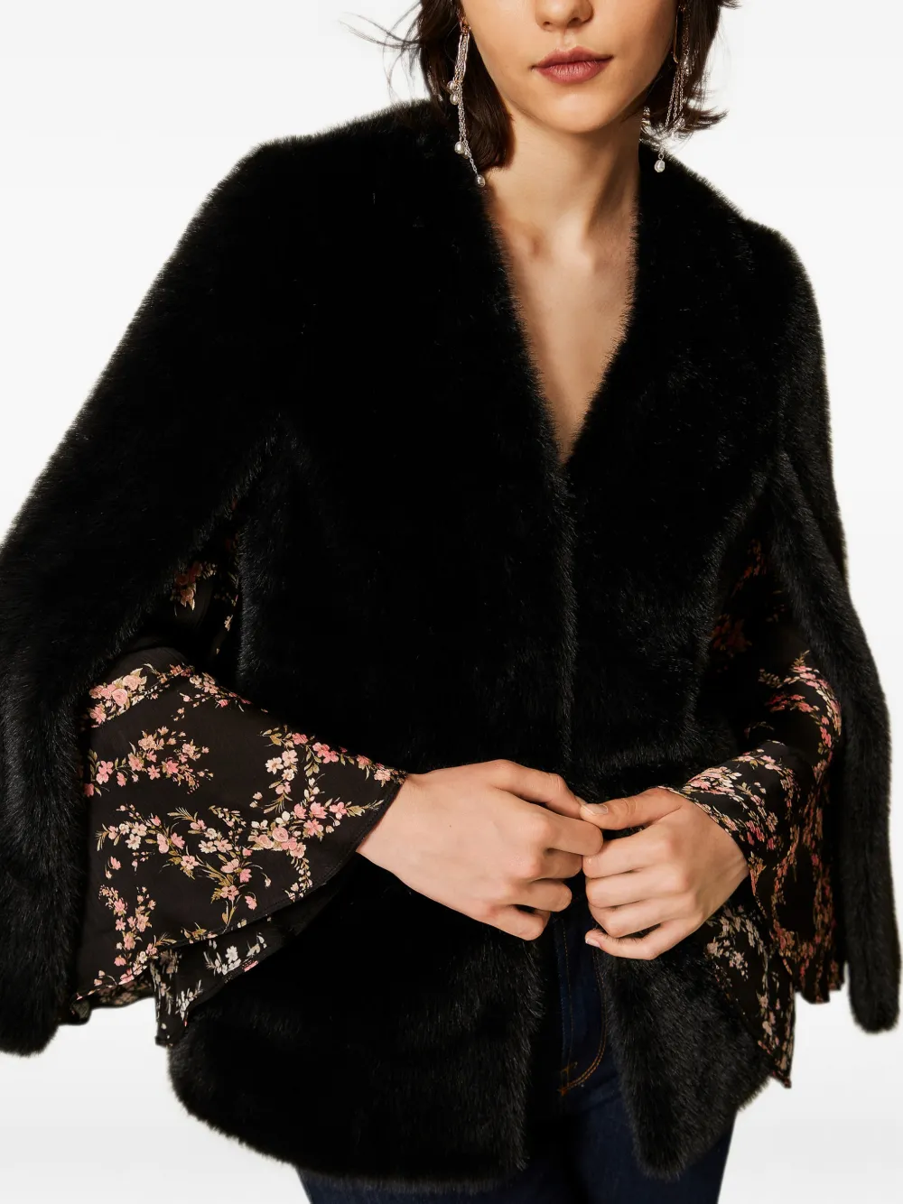TWINSET Jack van imitatiebont met cape Zwart