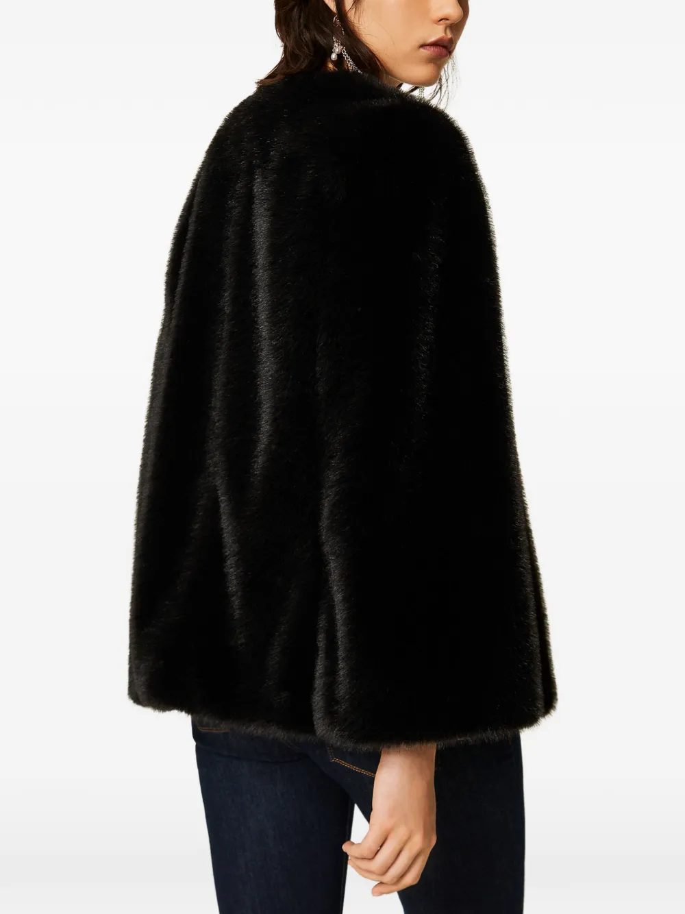 TWINSET Jack van imitatiebont met cape Zwart
