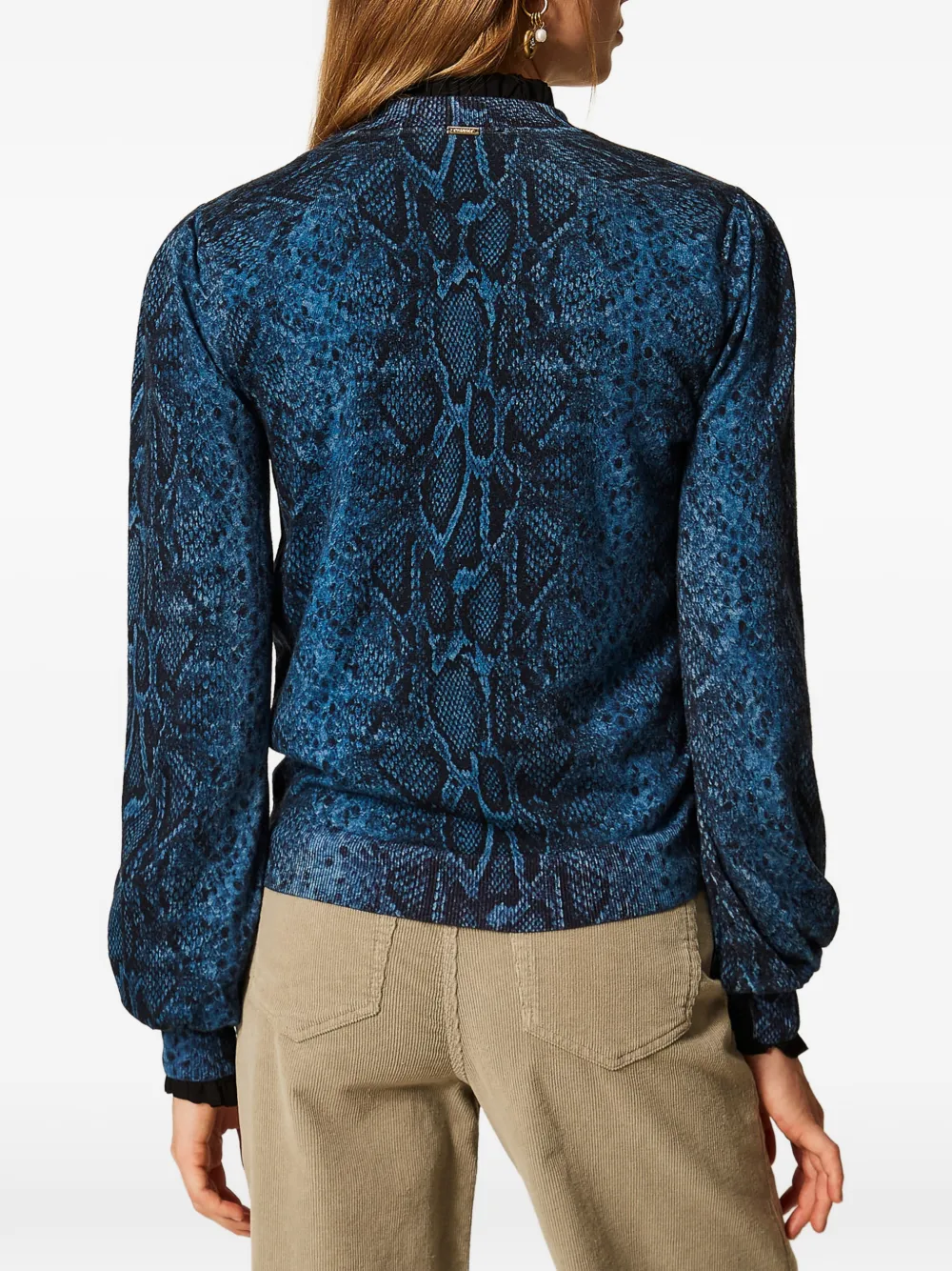 TWINSET Wollen trui met python-print Blauw