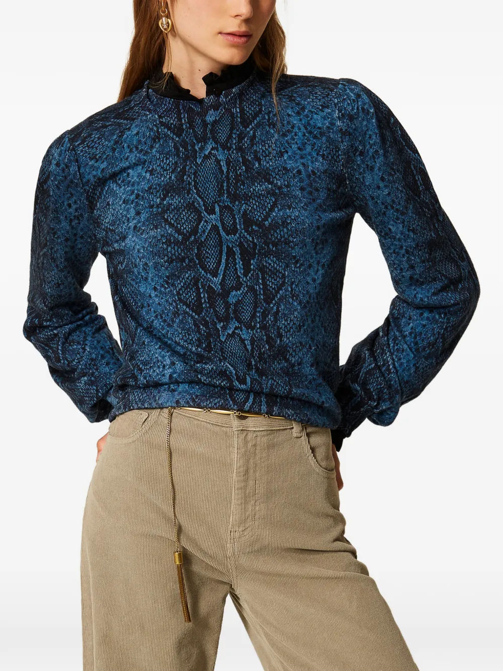 TWINSET Wollen trui met python-print Blauw