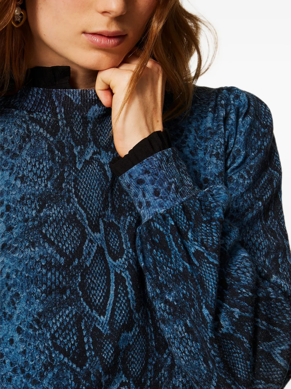 TWINSET Wollen trui met python-print Blauw
