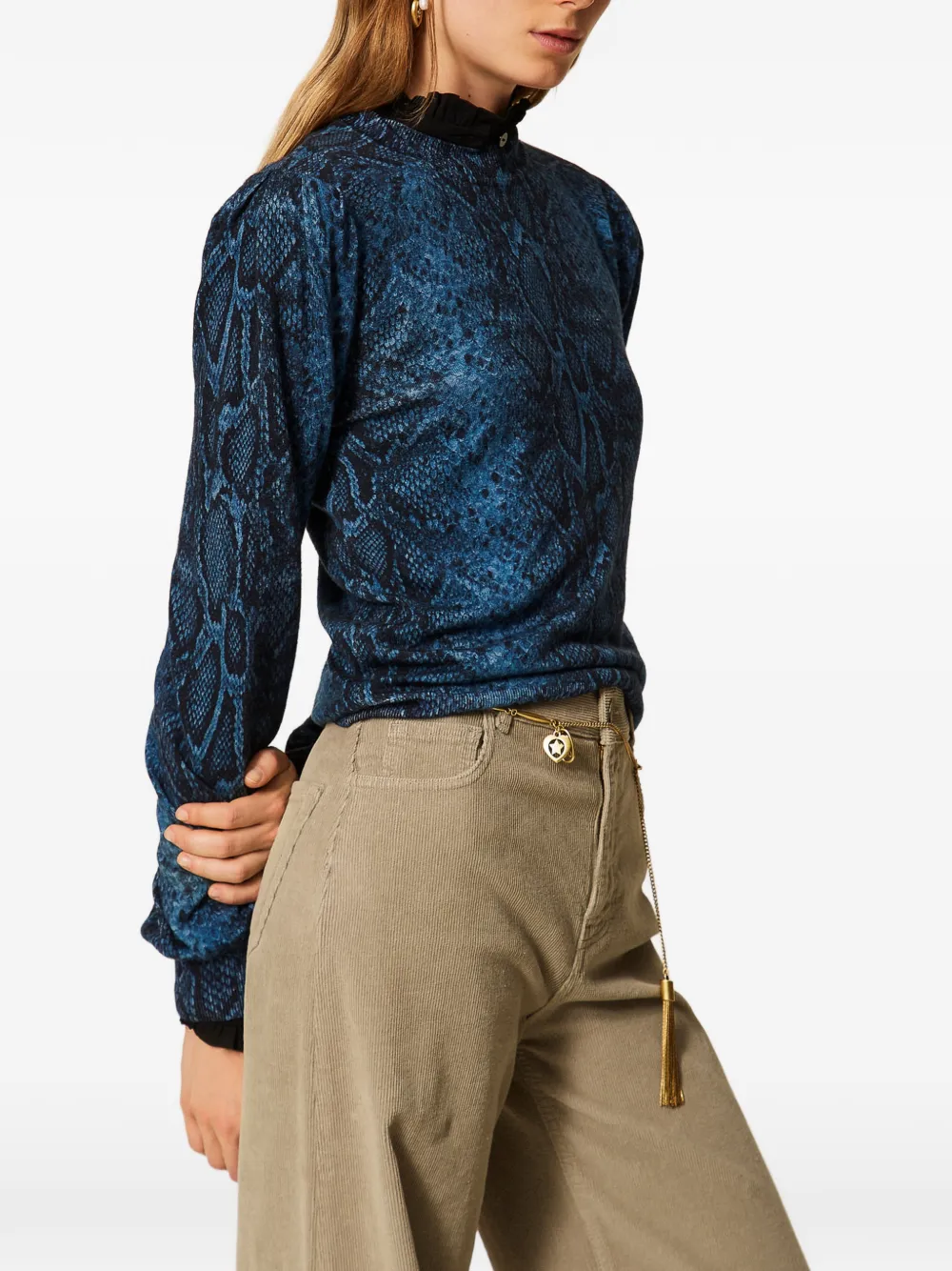 TWINSET Wollen trui met python-print Blauw