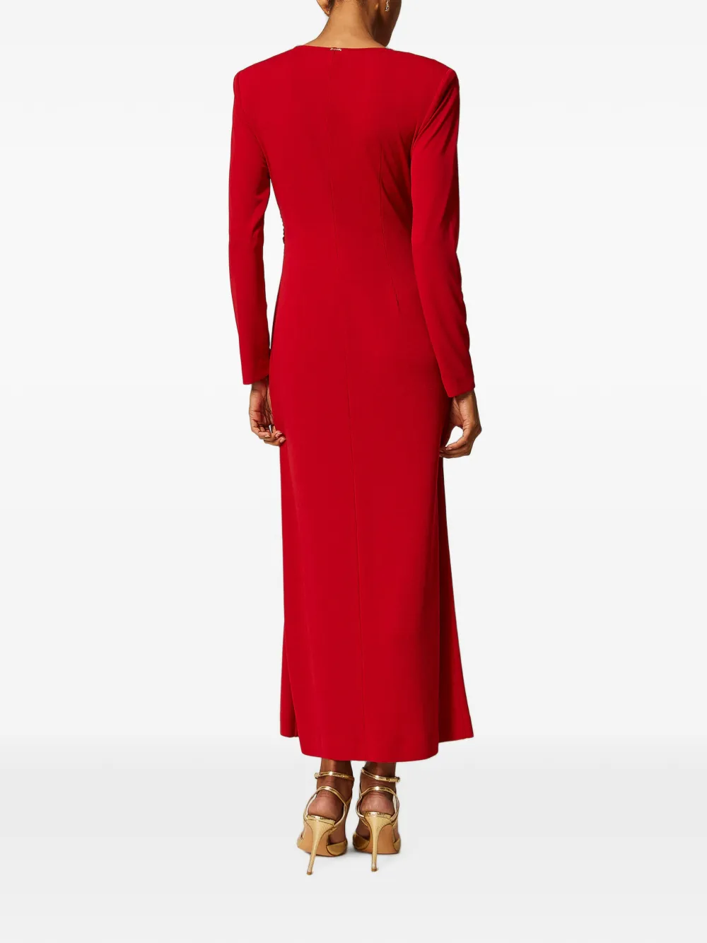 TWINSET Lange jurk met gedrapeerd detail Rood