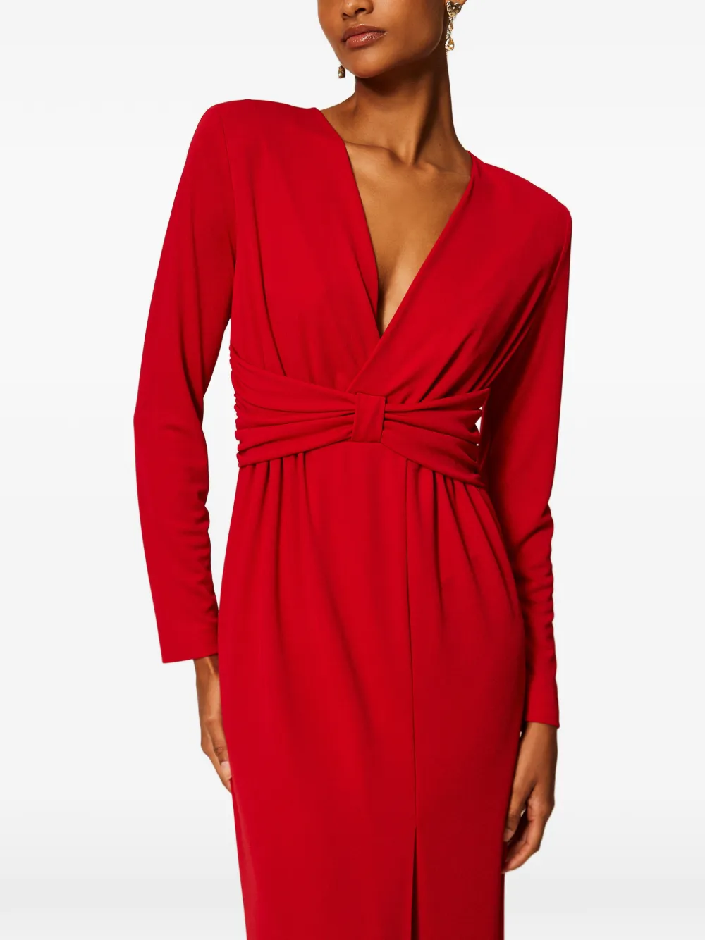 TWINSET Lange jurk met gedrapeerd detail Rood