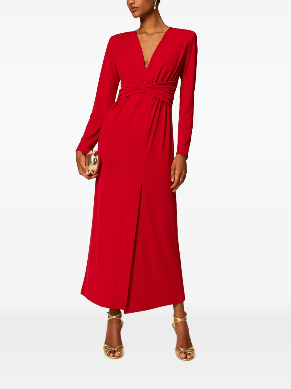 TWINSET Lange jurk met gedrapeerd detail Rood