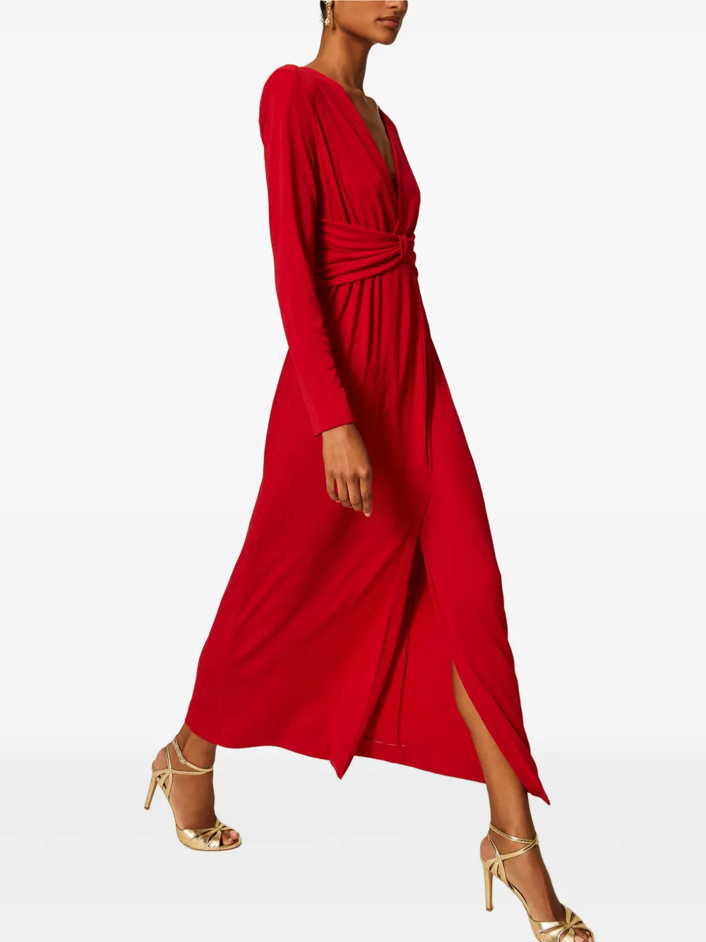 TWINSET Lange jurk met gedrapeerd detail Rood