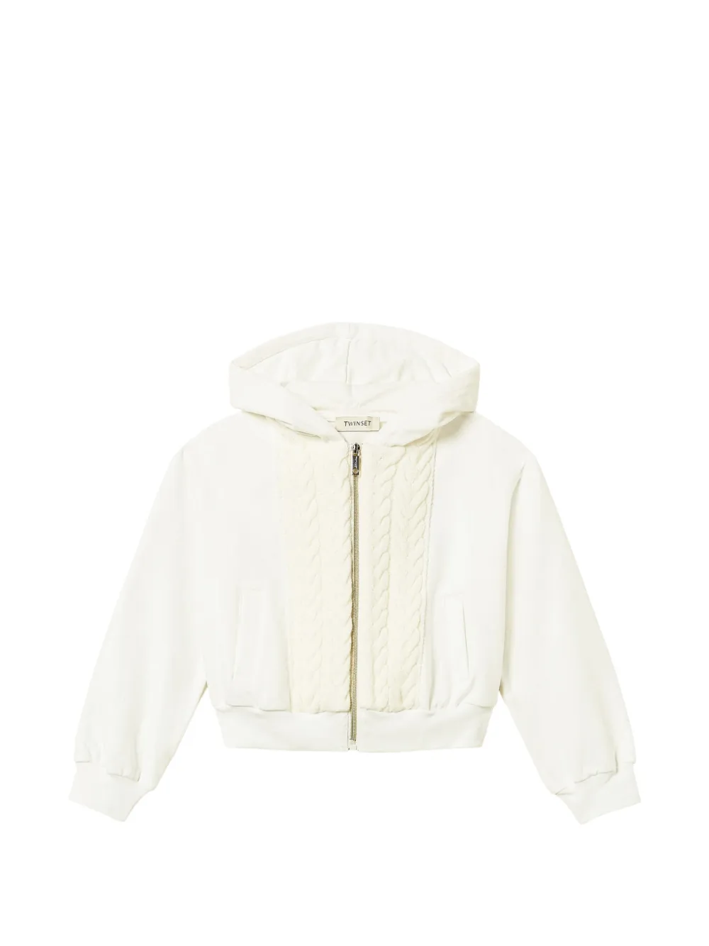TWINSET Kids hoodie with knitted inset - Toni neutri