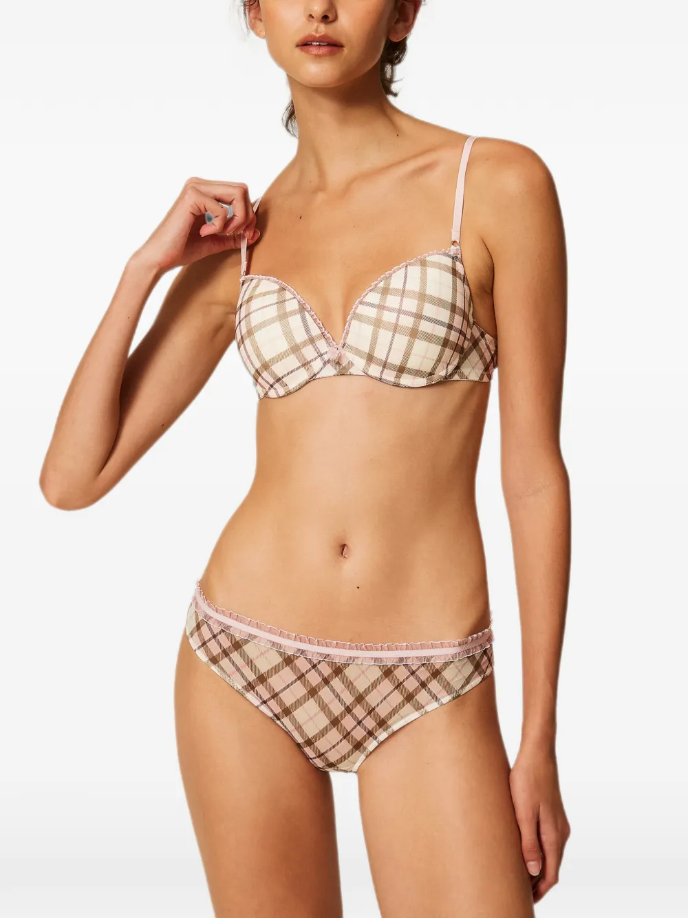 TWINSET Slip met ruit-print Beige