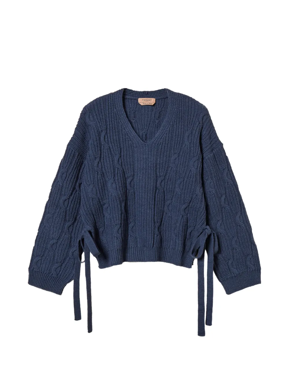 TWINSET cable-knit tie-fastening sweater - Blau
