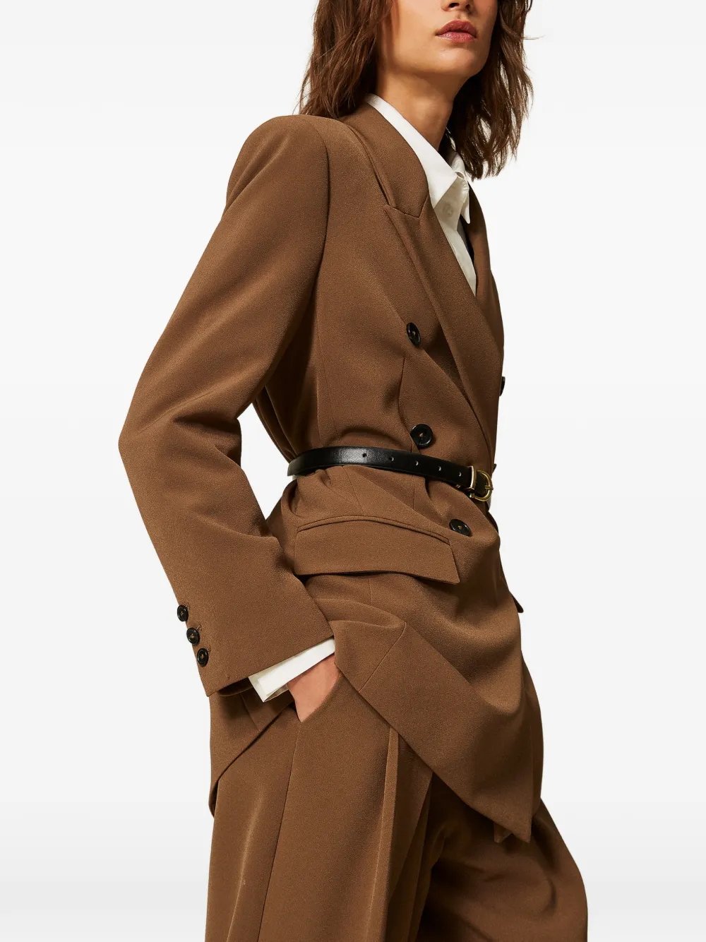TWINSET Cady blazer met riem Bruin