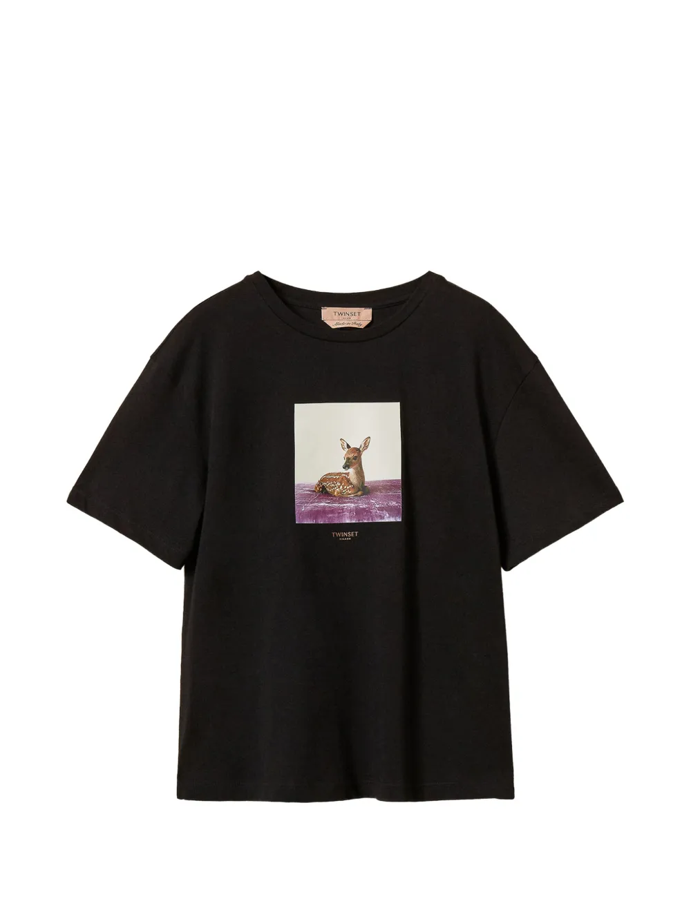 TWINSET regular crew neck T-shirt with print - Schwarz