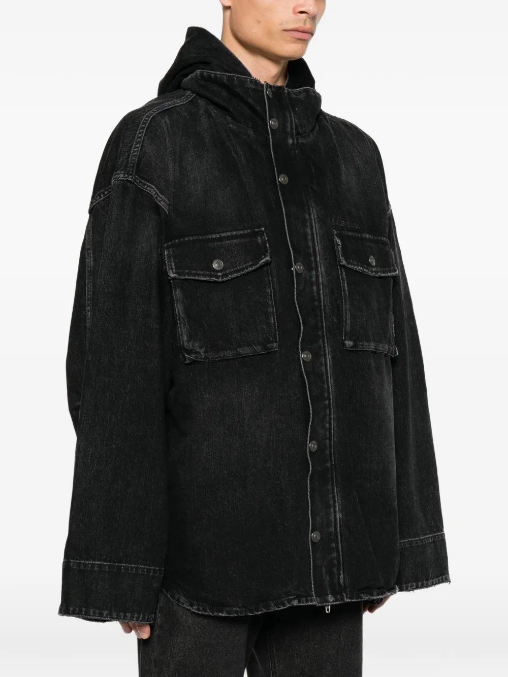 Balenciaga Denim jack met capuchon Zwart