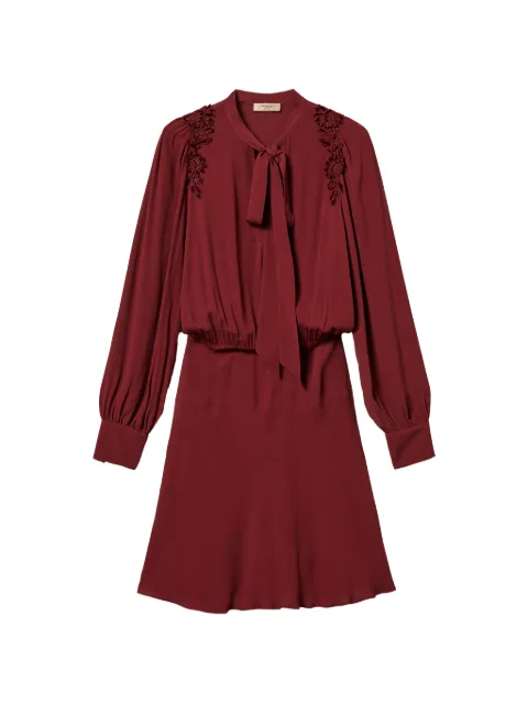 TWINSET short crêpe de Chine dress with embroidery