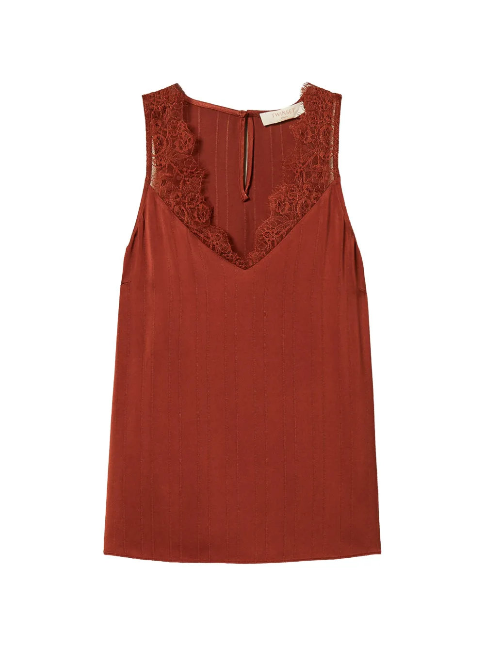 TWINSET lace-trim satin top - Rot