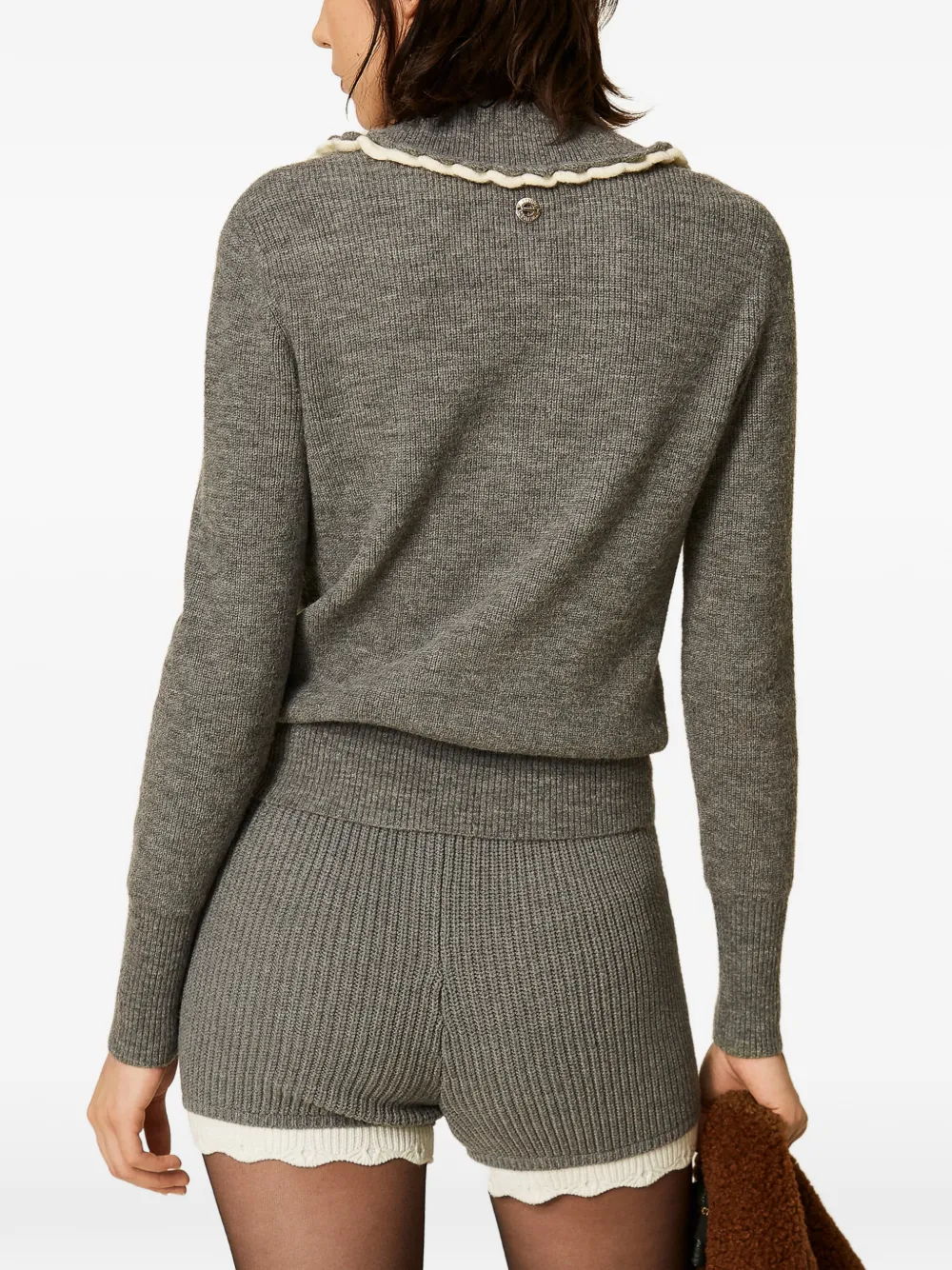 TWINSET knitted shorts with scalloped details Grijs