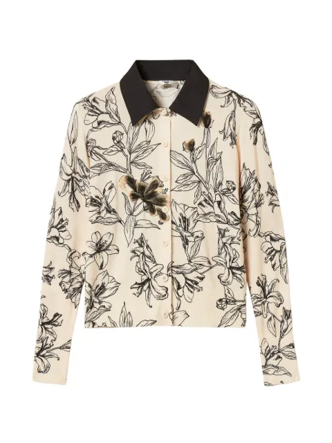 TWINSET floral knit cardigan with collar