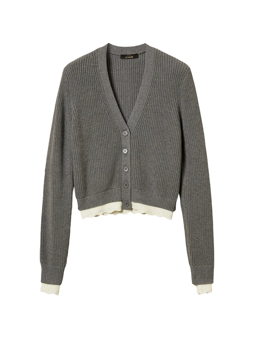 TWINSET scalloped-edge ribbed cardigan - Grigio