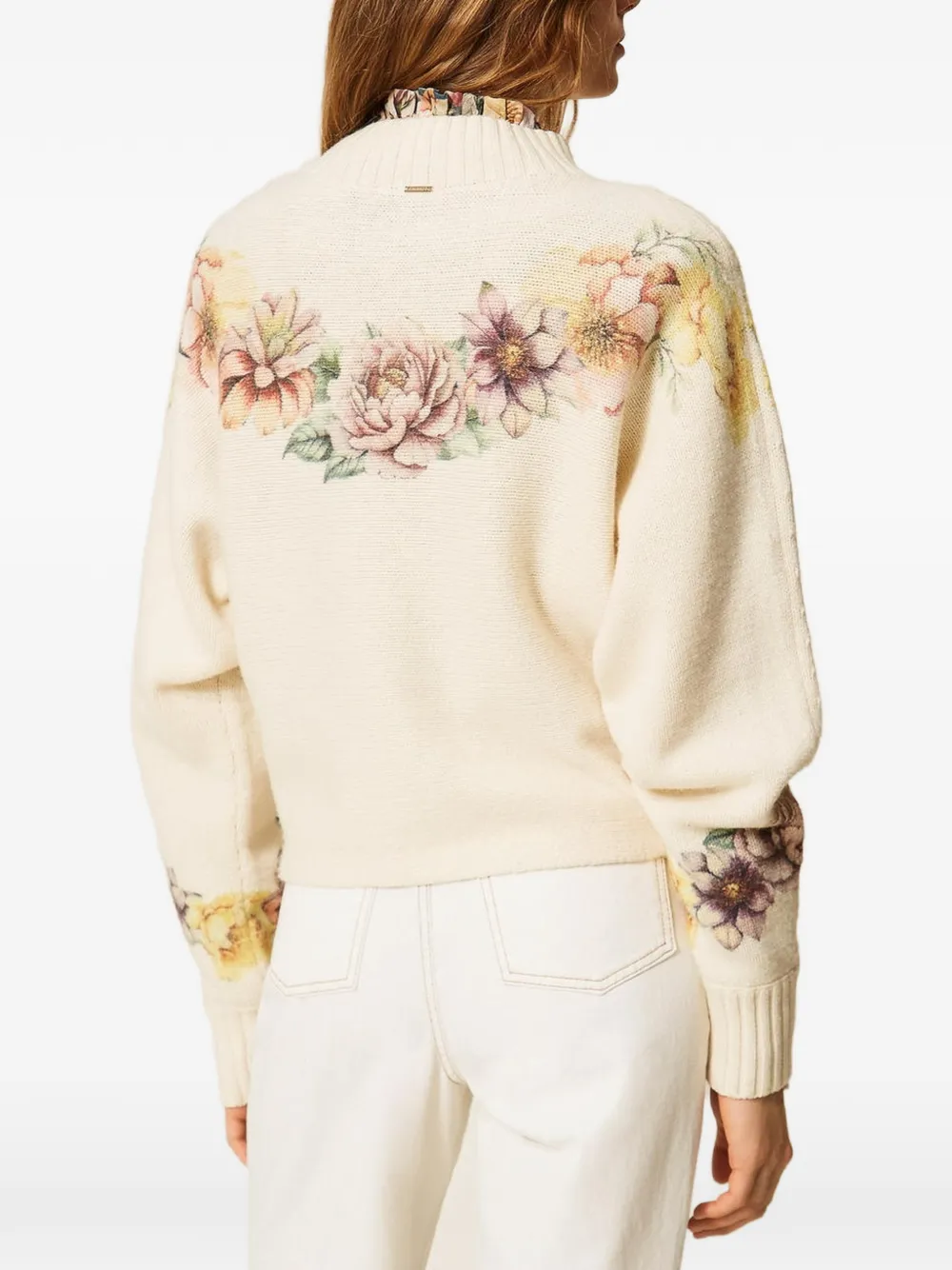 TWINSET Trui van wolblend met print Beige