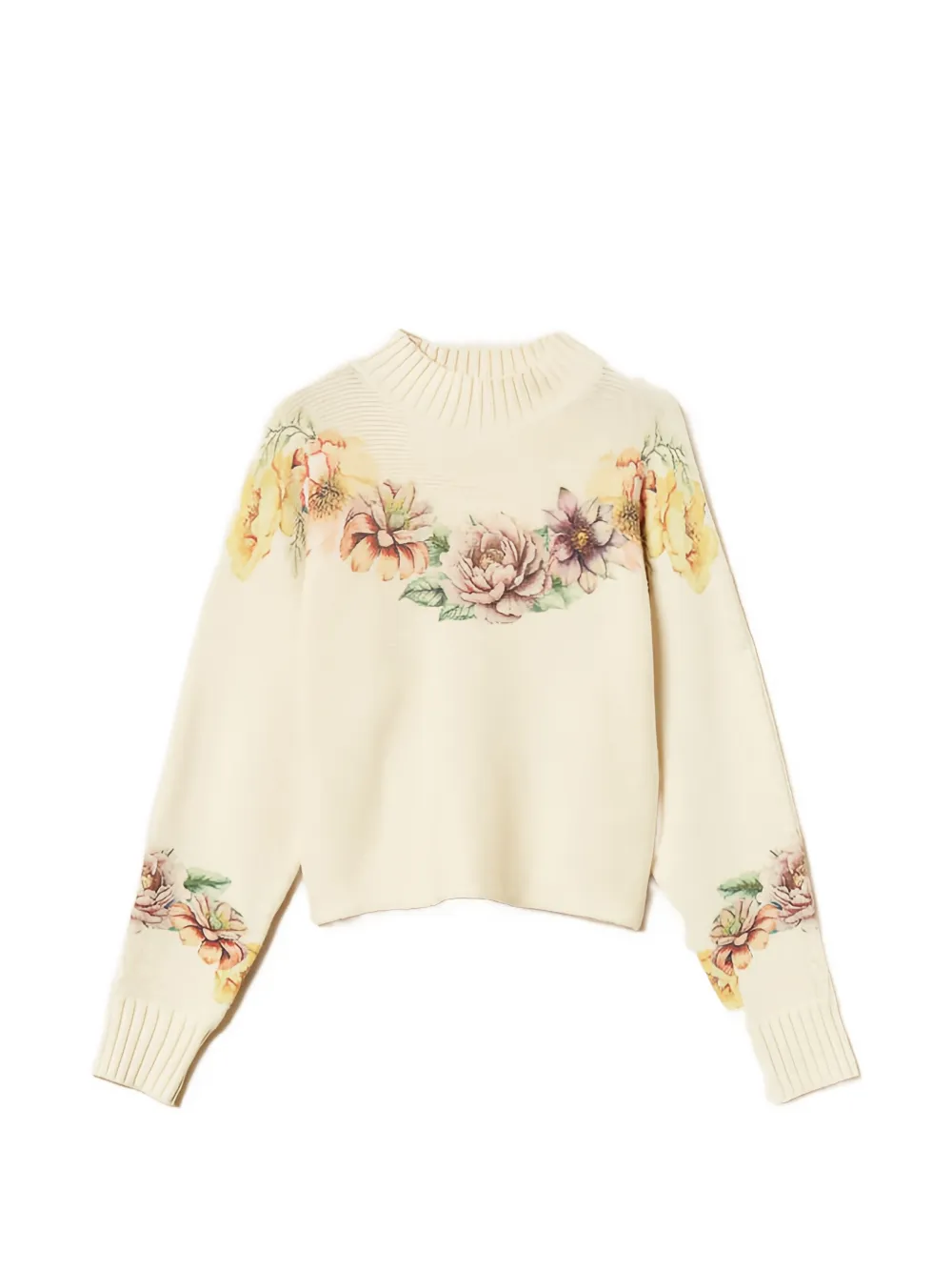 TWINSET Pullover aus Wollgemisch mit Print - Nude
