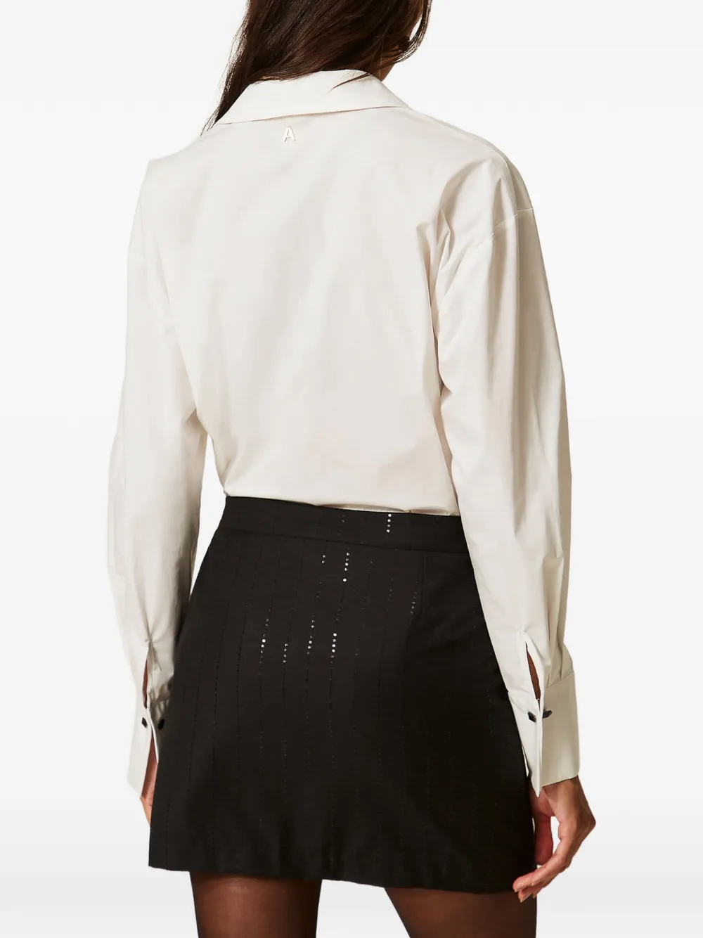 TWINSET Popeline blouse met geplooide vlinderdas Wit
