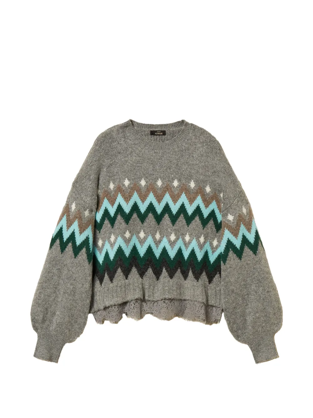 TWINSET jacquard jumper with lace - Grigio