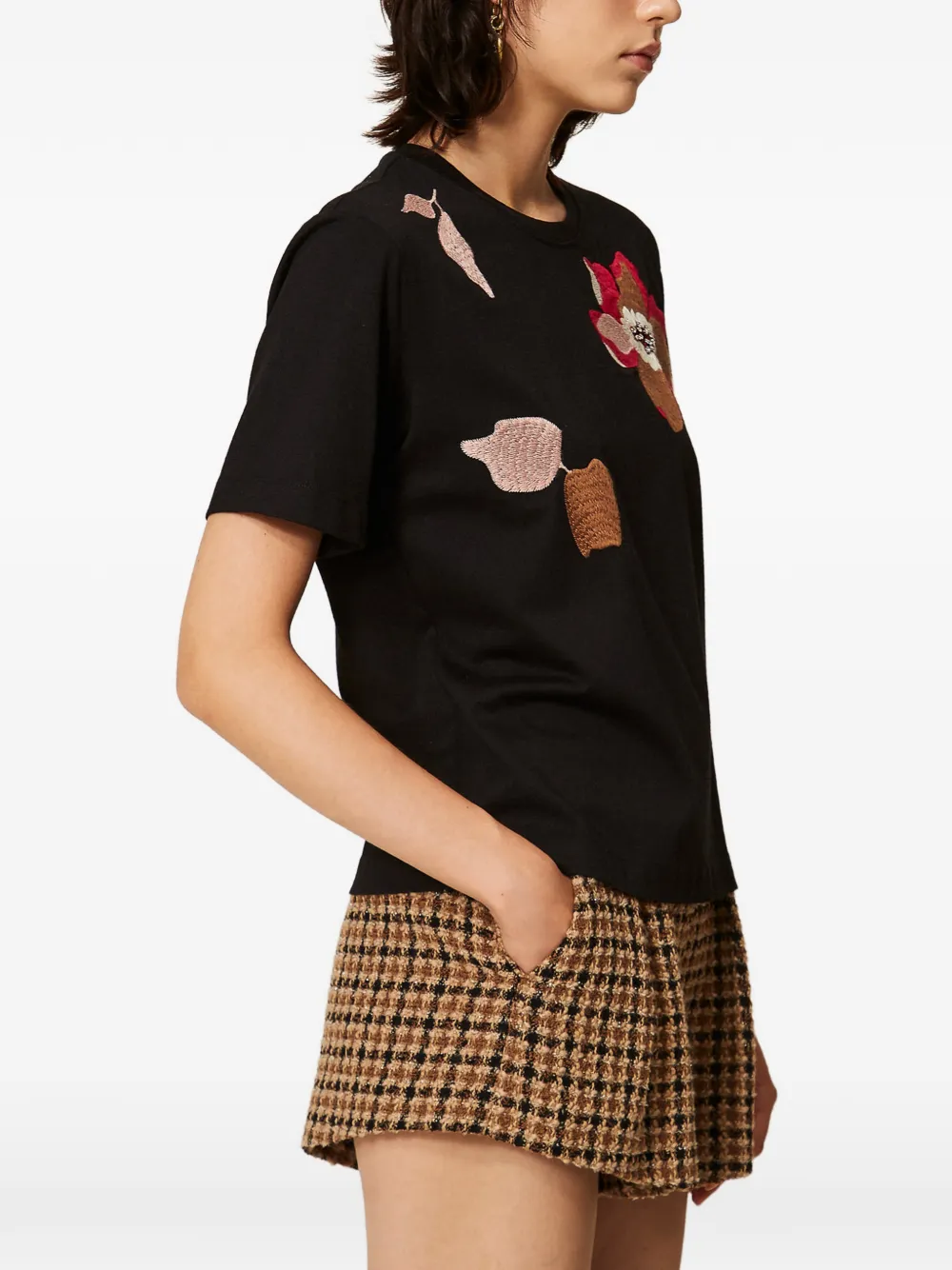 TWINSET Regular-fit T-shirt met borduurwerk Zwart