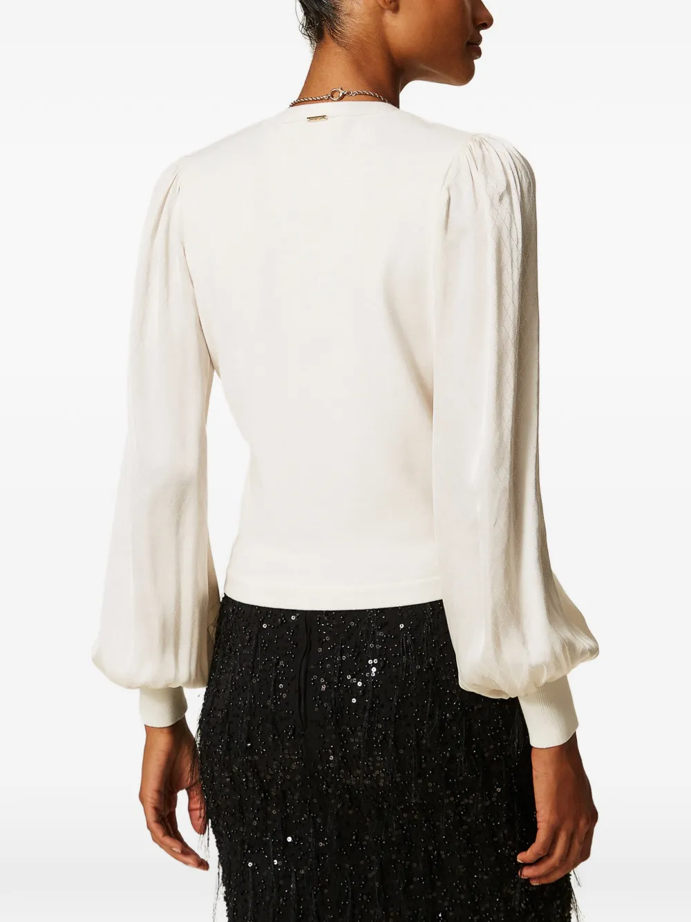 TWINSET Trui met jacquard mouwen Beige