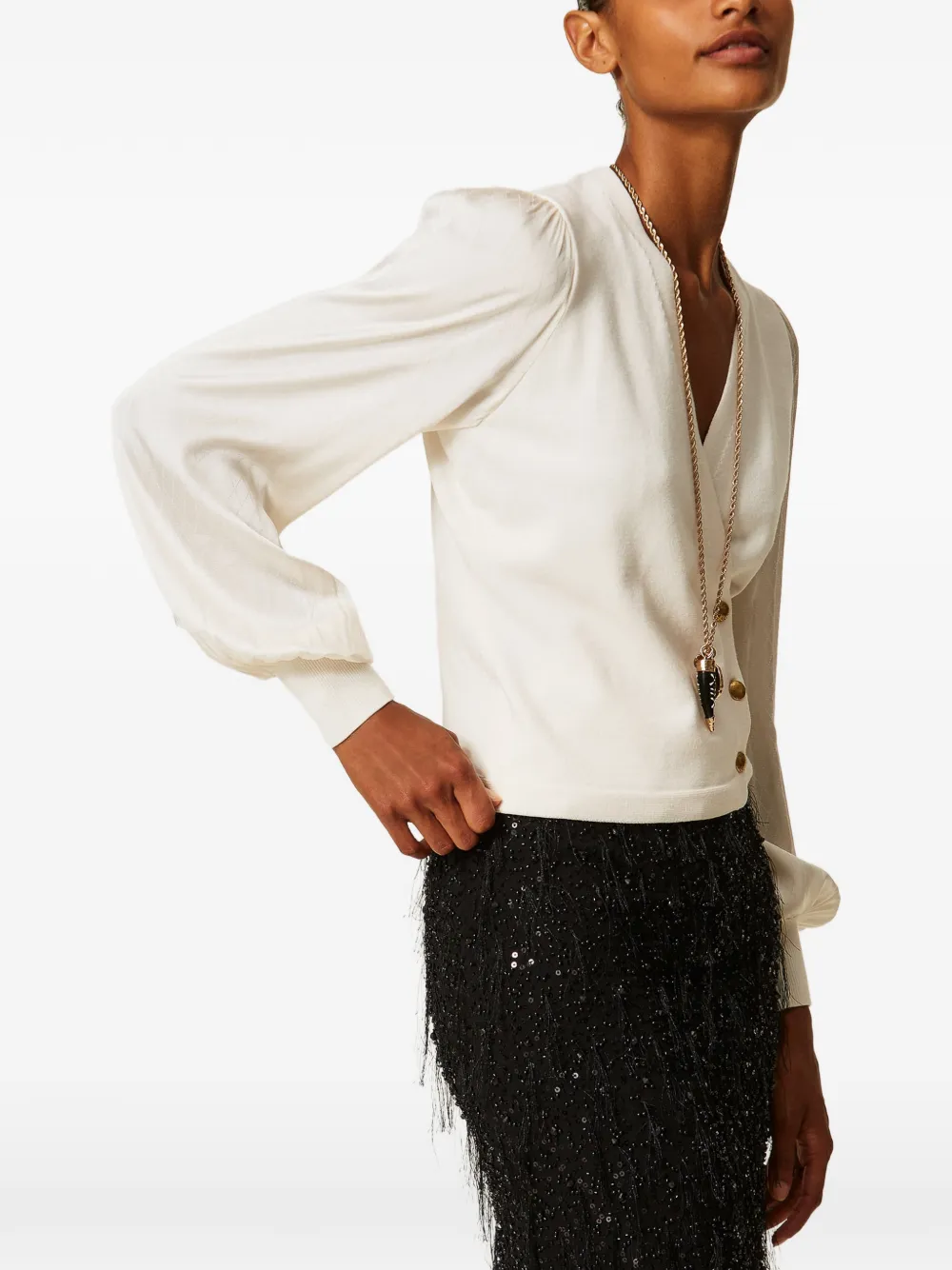 TWINSET Trui met jacquard mouwen Beige