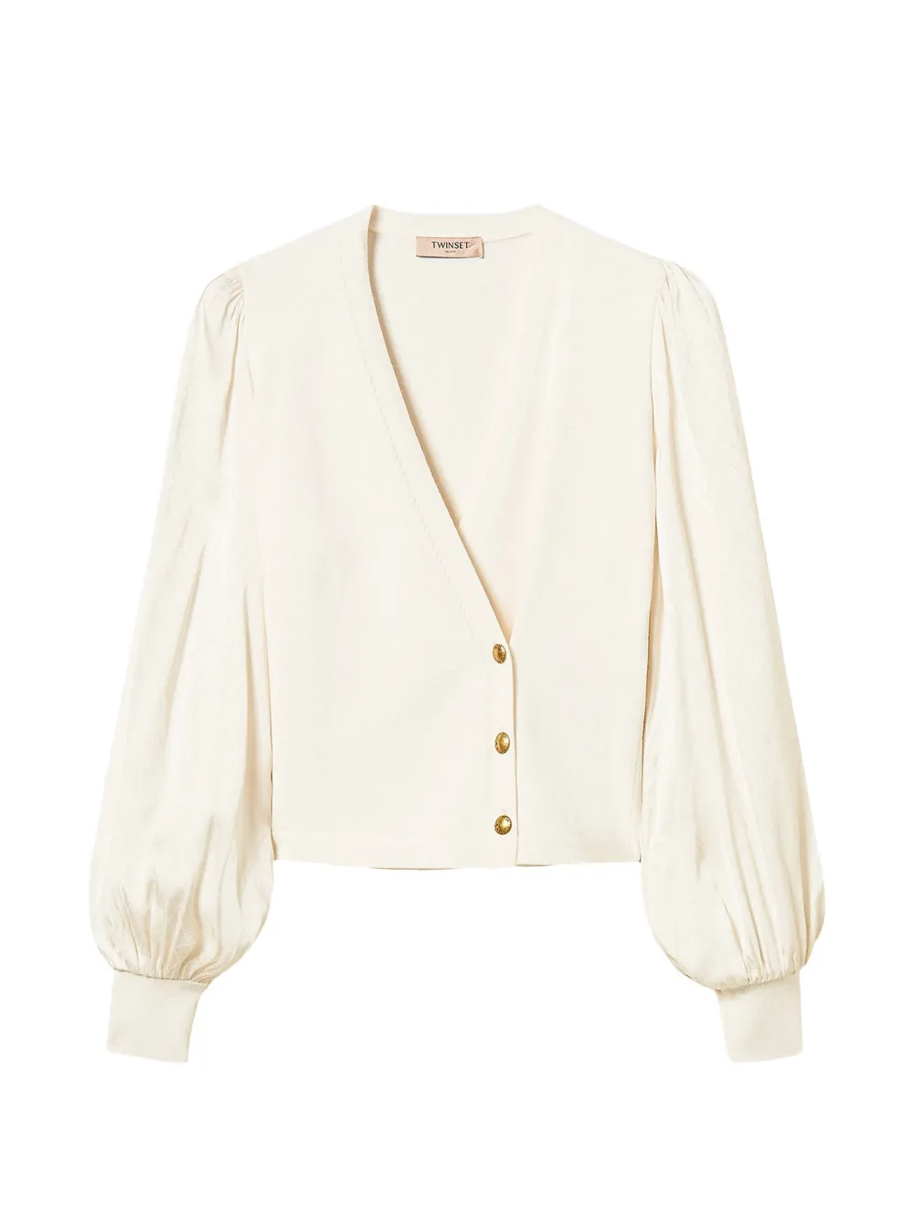 TWINSET jumper with jacquard fabric sleeves - Toni neutri