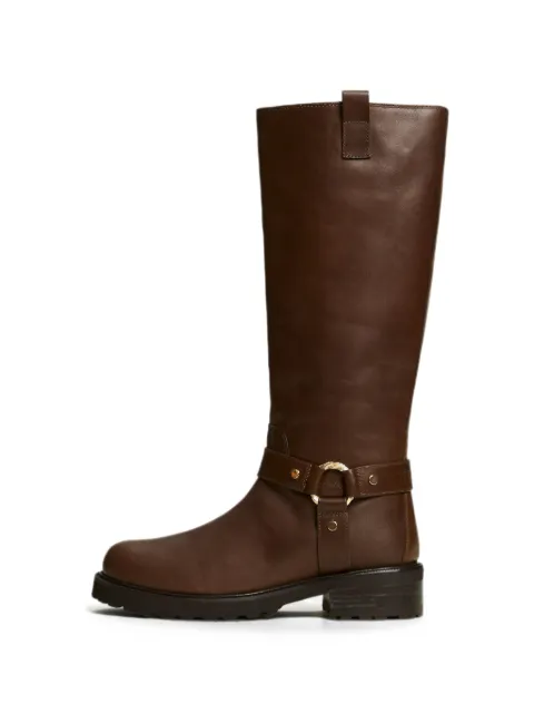 TWINSET leather high biker boots with ring