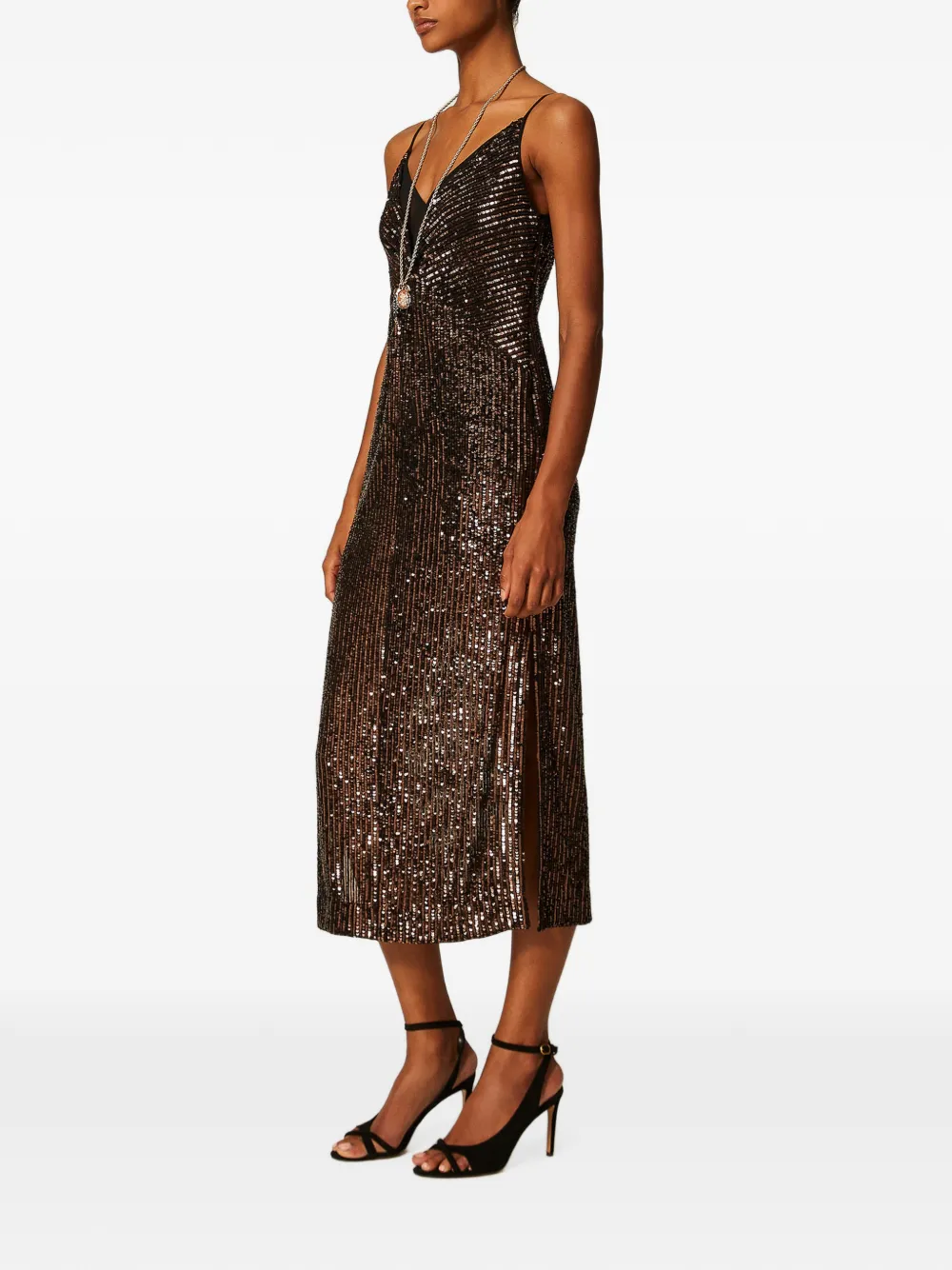 TWINSET sequin long dress Bruin
