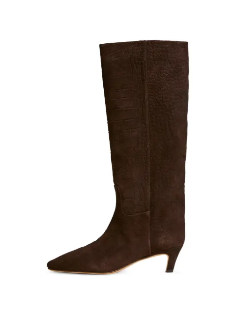 TWINSET crocodile print suede high boots