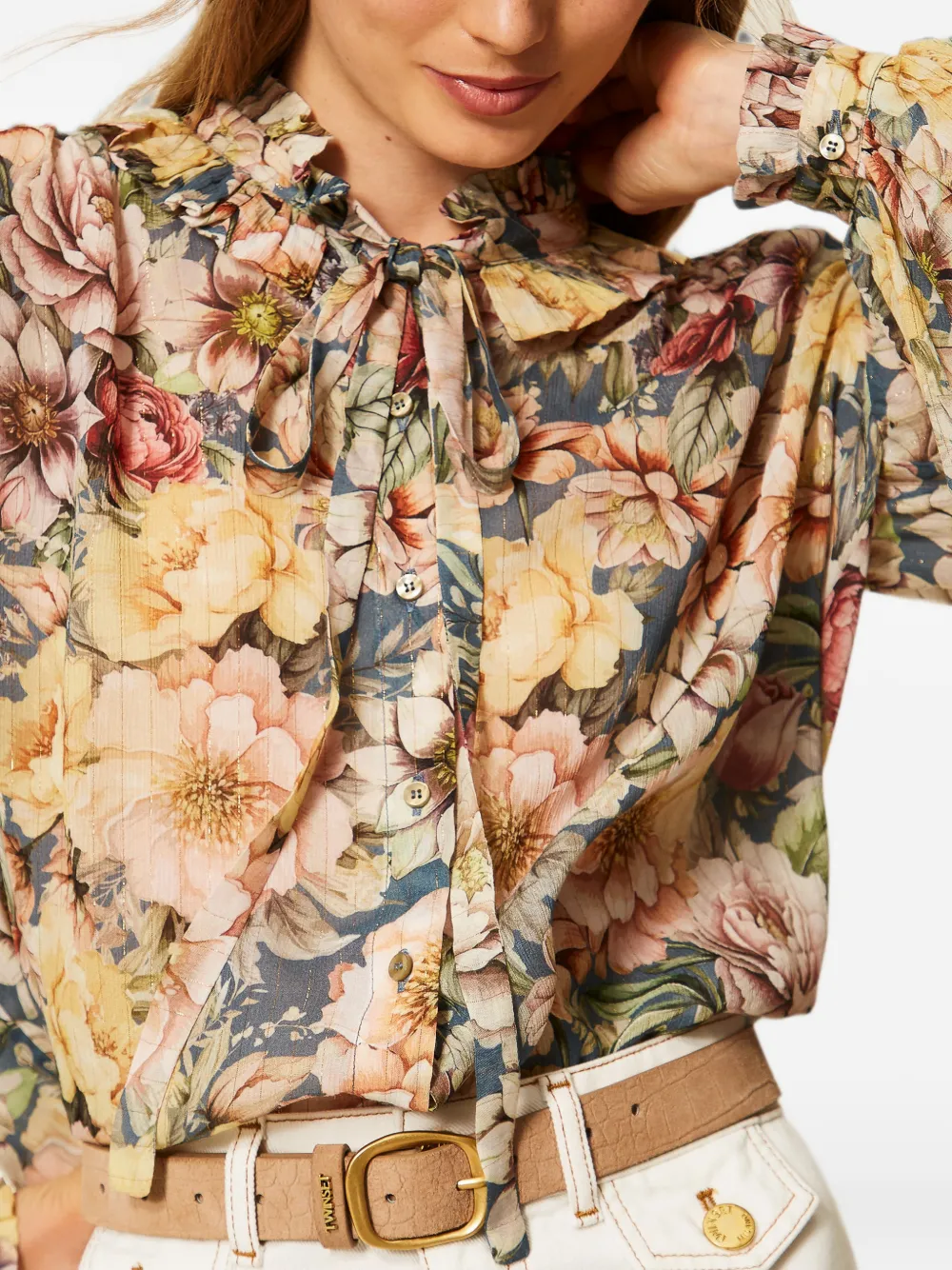 TWINSET Creponne blouse met bloemen-print Blauw