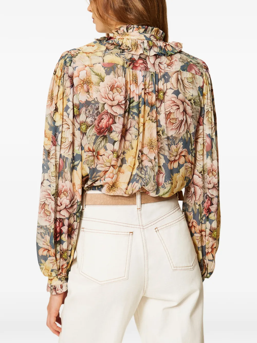 TWINSET Creponne blouse met bloemen-print Blauw