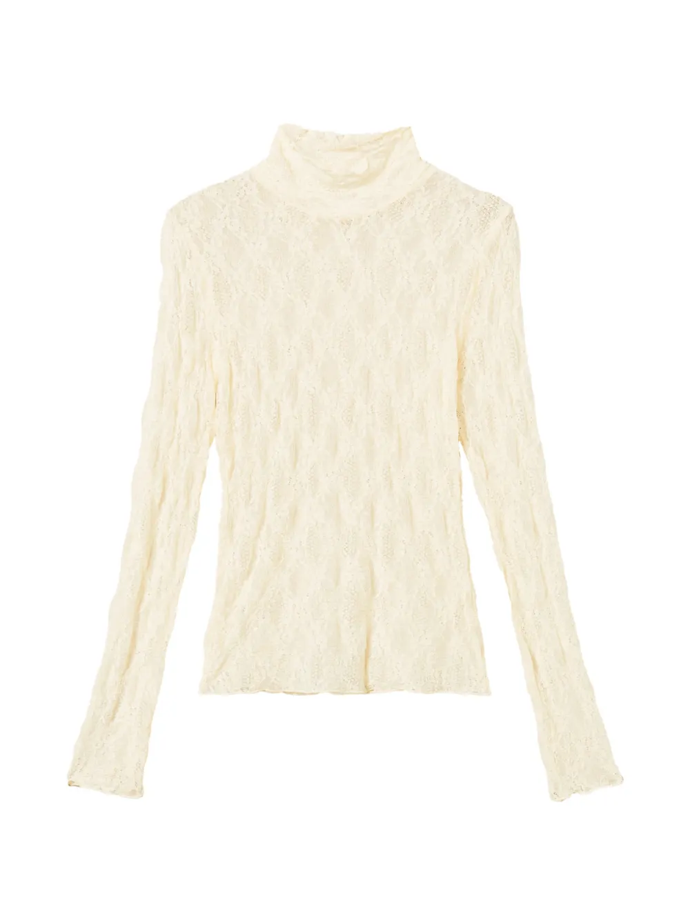 TWINSET stretch lace turtleneck top - Toni neutri