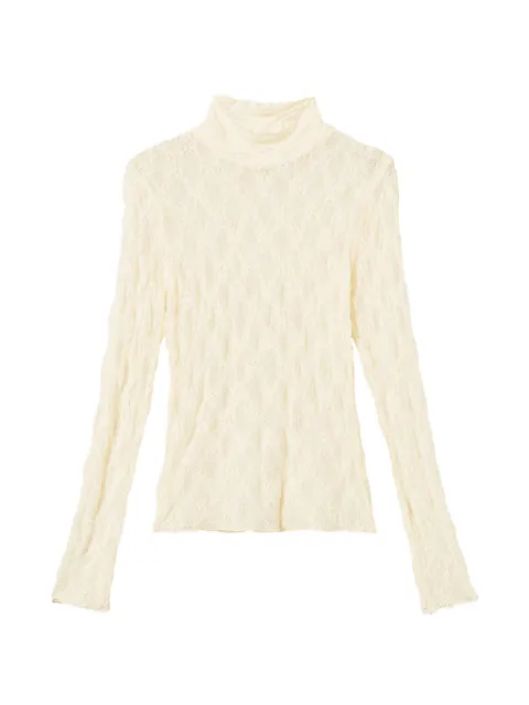 TWINSET top stretch de encaje con cuello alto