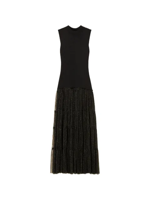 TWINSET long sleeveless knit dress with plumetis tulle