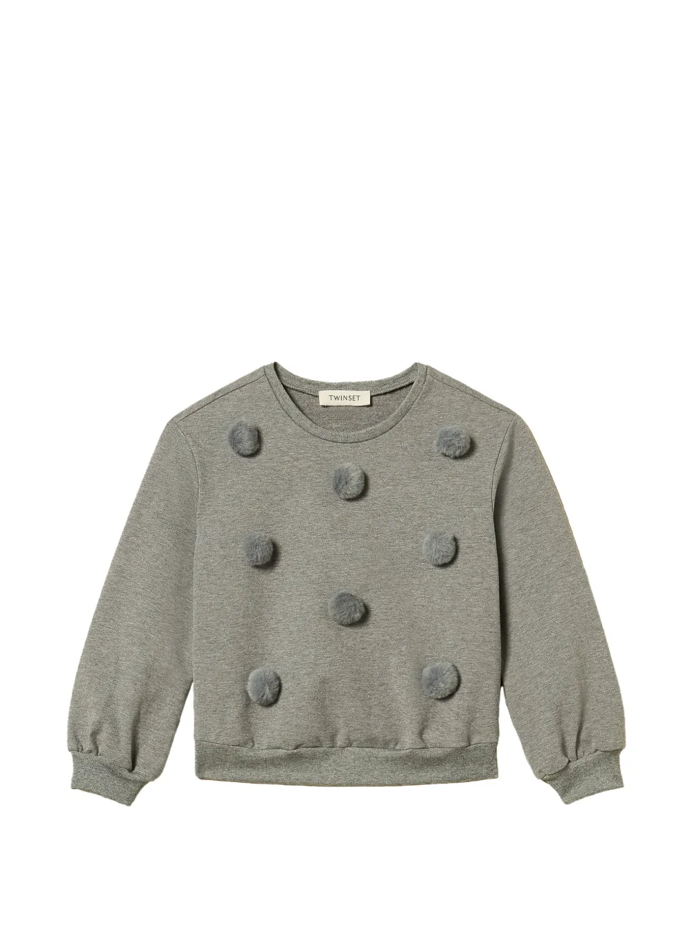 TWINSET Kids sweatshirt with faux fur pompom - Grigio