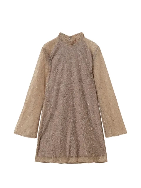 TWINSET vestido corto de encaje con lentejuelas