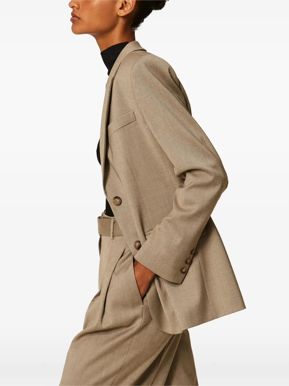 TWINSET Mat-satijnen blazer Beige