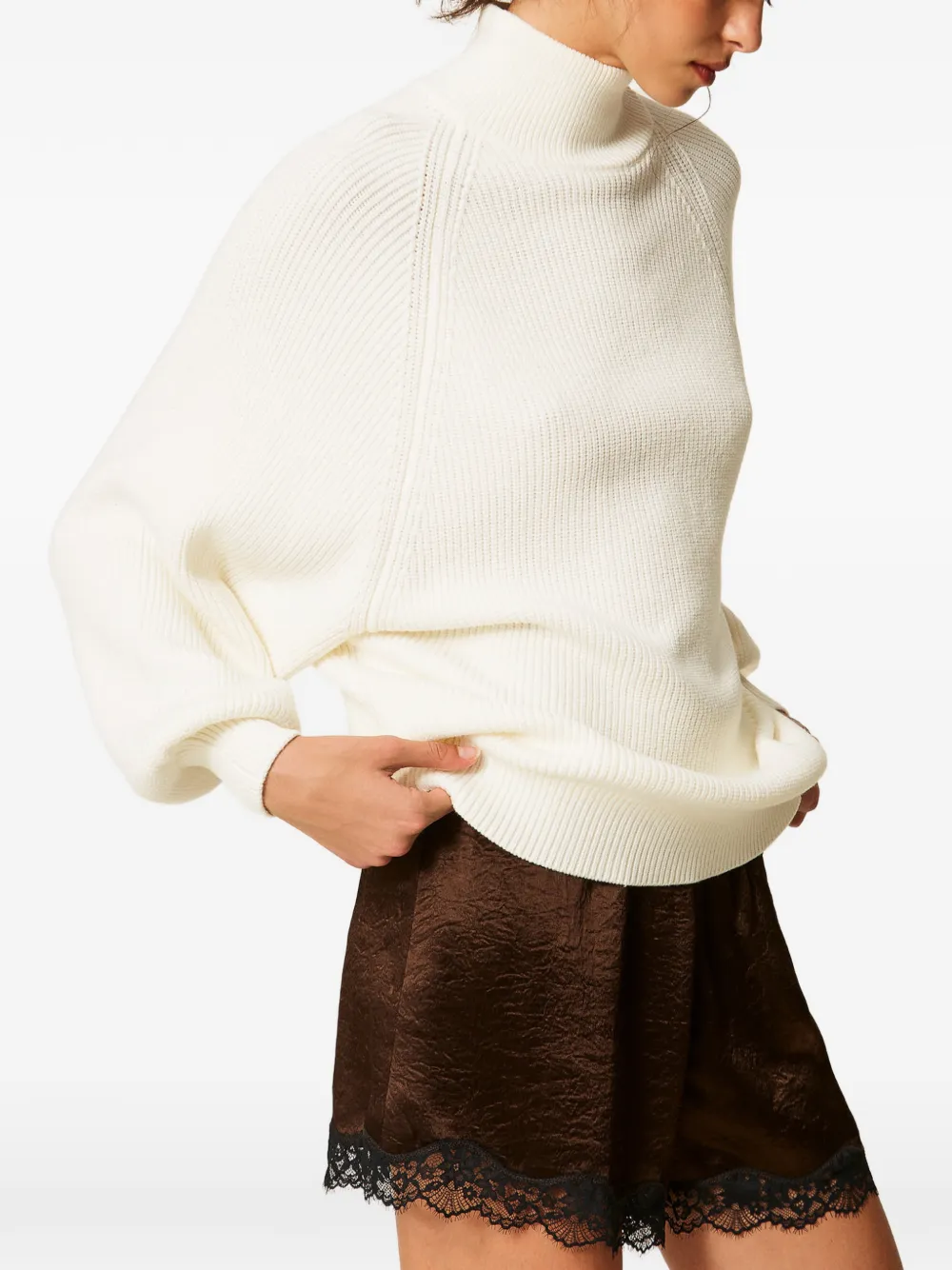 TWINSET Oversized trui met rolkraag Beige
