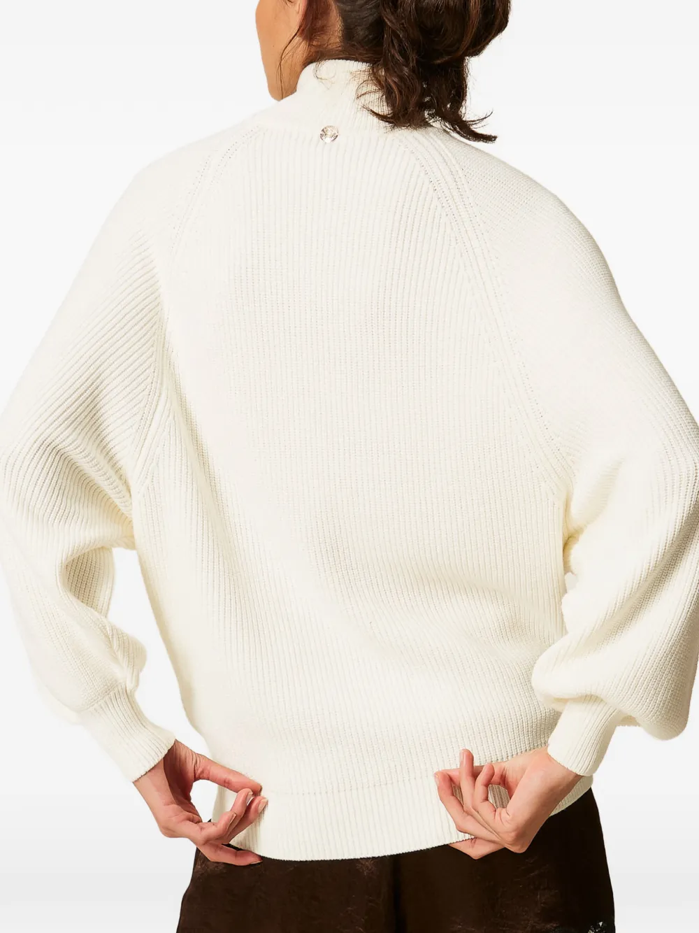 TWINSET Oversized trui met rolkraag Beige