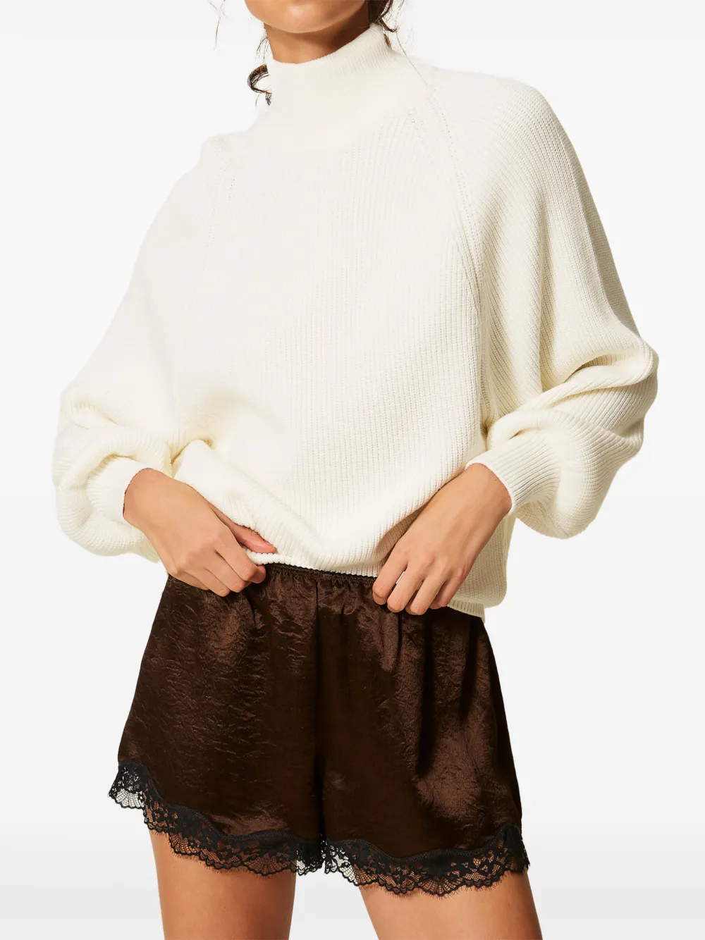 TWINSET Oversized trui met rolkraag Beige
